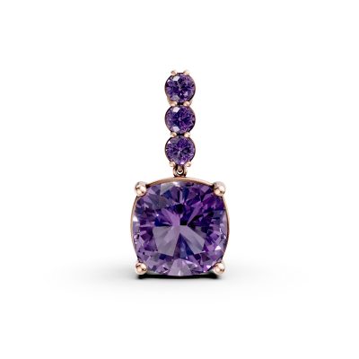 Pandantiv din aur roz cu ametiste cushion si rotunde de 5.6ct