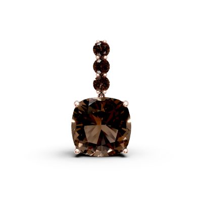 Pandantiv din aur roz cu cuart fumuriu cushion si rotund de 5.54ct