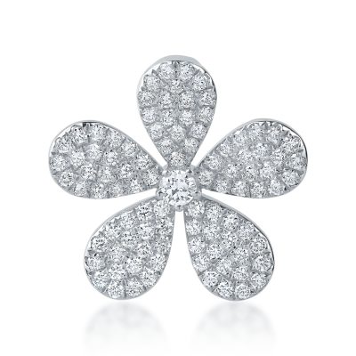 Pandantiv floare din aur alb cu diamante de 0.8ct