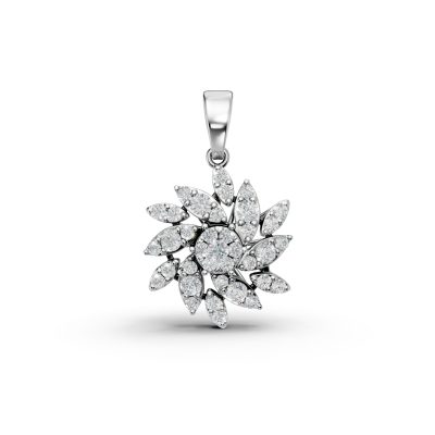 Pandantiv floral din aur alb cu diamante de 0.511ct