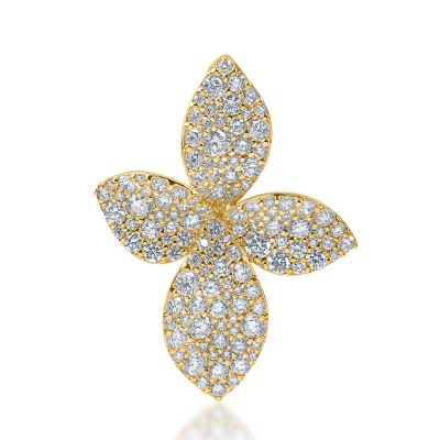 Pandantiv floral din aur galben cu diamante de 1.9ct