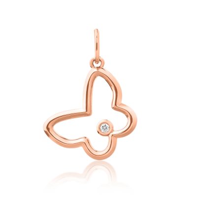 Pandantiv fluturas din aur roz cu diamant de 0.009ct