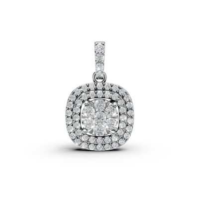 Pandantiv geometric din aur alb cu diamante de 0.7ct