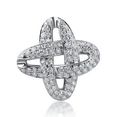 Pandantiv geometric din aur alb cu diamante de 0.8ct