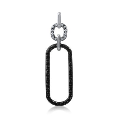 Pandantiv geometric din aur alb negru cu diamante negre de 0.3ct si diamante incolore de 0.05ct