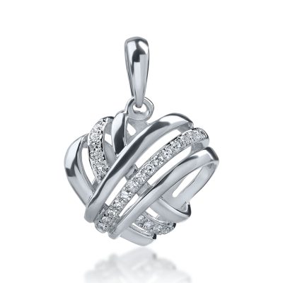 Pandantiv inima din aur alb cu diamante de 0.063ct