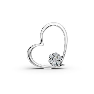 Pandantiv inima din aur alb cu diamante de 0.12ct