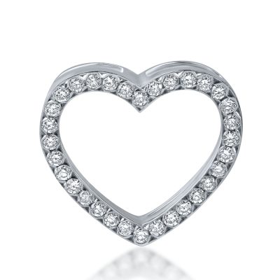 Pandantiv inima din aur alb cu diamante de 0.16ct