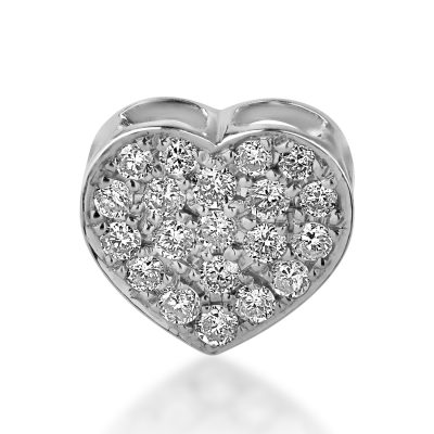 Pandantiv inima din aur alb cu diamante de 0.22ct