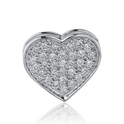 Pandantiv inima din aur alb cu diamante de 0.33ct
