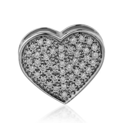 Pandantiv inima din aur alb cu diamante de 0.33ct