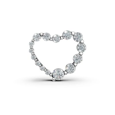 Pandantiv inima din aur alb cu diamante de 0.87ct
