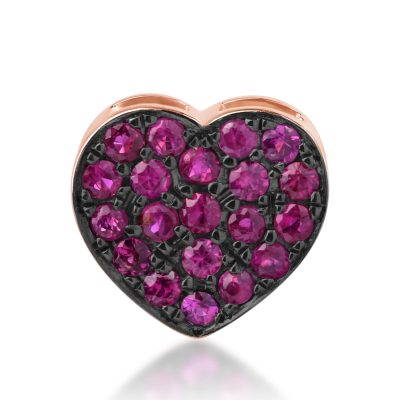 Pandantiv inima din aur roz cu rubine de 0.24ct