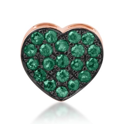 Pandantiv inima din aur roz cu smaralde de 0.16ct