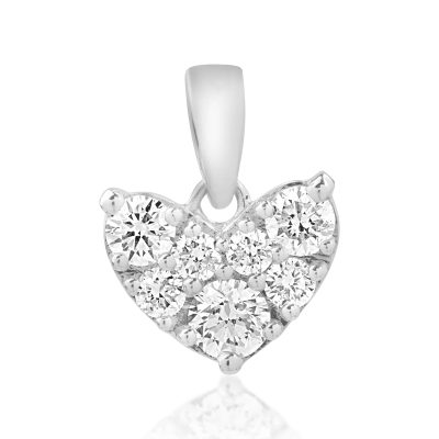 Pandantiv inimioara din aur alb cu diamante de 0.5ct