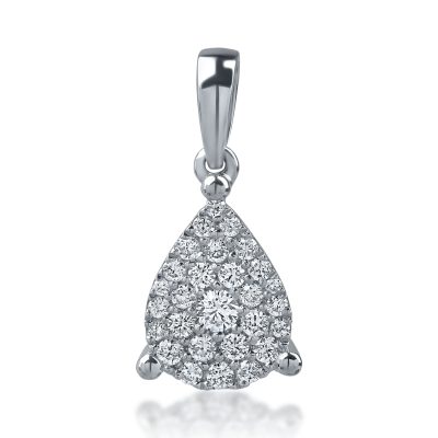 Pandantiv lacrima din aur alb cu diamante de 0.2ct