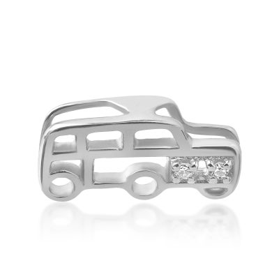 Pandantiv masinuta pentru copii din aur alb cu diamante de 0.08ct