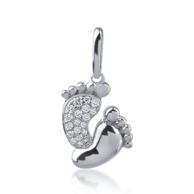 Pandantiv picioruse din aur alb cu diamante de 0.05ct