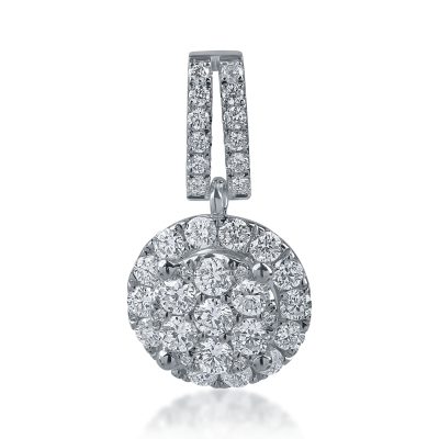 Pandantiv rotund din aur alb cu diamante de 0.4ct