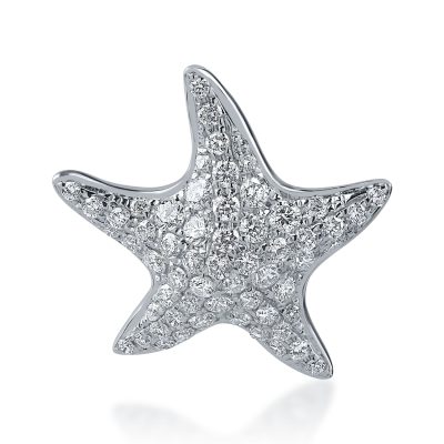 Pandantiv stea de mare din aur alb cu diamante de 0.6ct