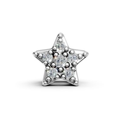 Pandantiv stea din aur alb cu diamante de 0.05ct