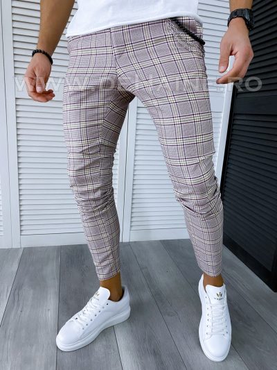 Pantaloni barbati casual regular fit in carouri B1928 O3-3.2