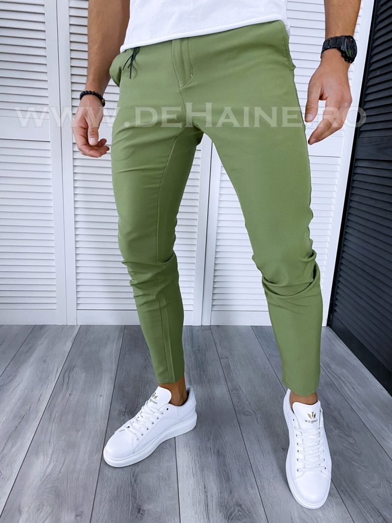Pantaloni barbati casual regular fit verde B1734 I17-3