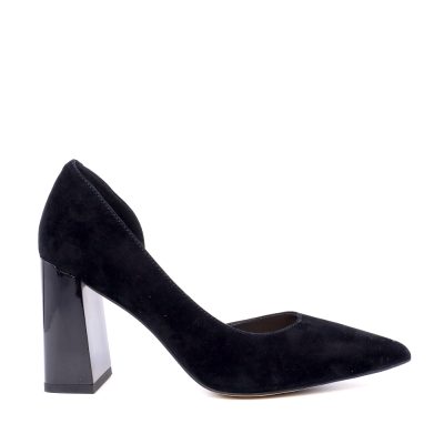 Pantofi D'Orsay cu toc gros  femei Luca di Gioia negri din piele întoarsă 1261DD9321VN