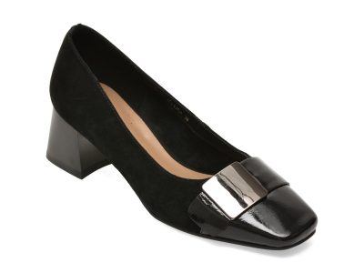 Pantofi eleganti EPICA negri, 1C4506, din piele intoarsa