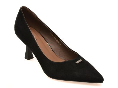 Pantofi eleganti EPICA negri, 5FP769, din piele intoarsa
