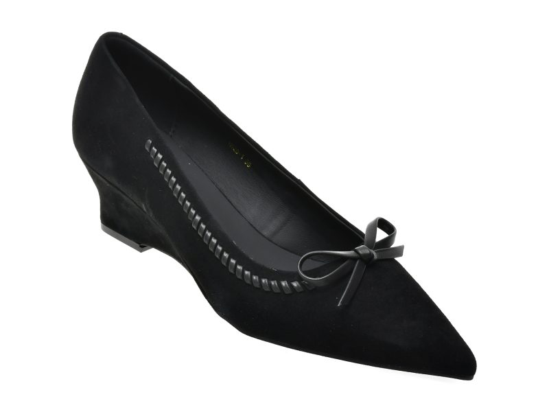 Pantofi eleganti EPICA negri, H628, din piele intoarsa