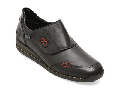 Pantofi RIEKER negri, 44295, din piele naturala