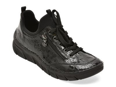 Pantofi RIEKER negri, 55073, din piele ecologica