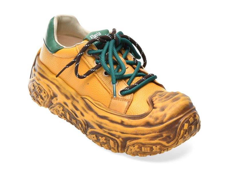Pantofi sport FLAVIA PASSINI galbeni, 7876, din piele naturala