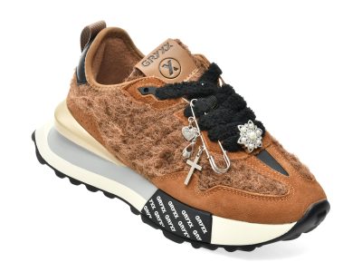 Pantofi sport GRYXX maro, 446, din material textil si piele naturala