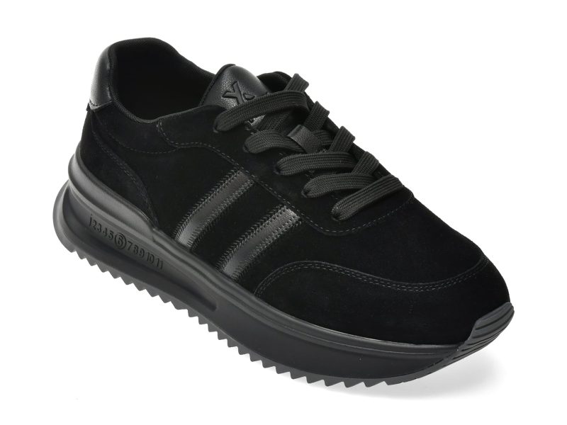 Pantofi sport GRYXX negri, 187082, din piele intoarsa