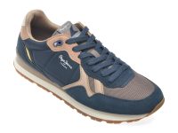 Pantofi sport PEPE JEANS bleumarin, MS40049, din material textil si piele naturala