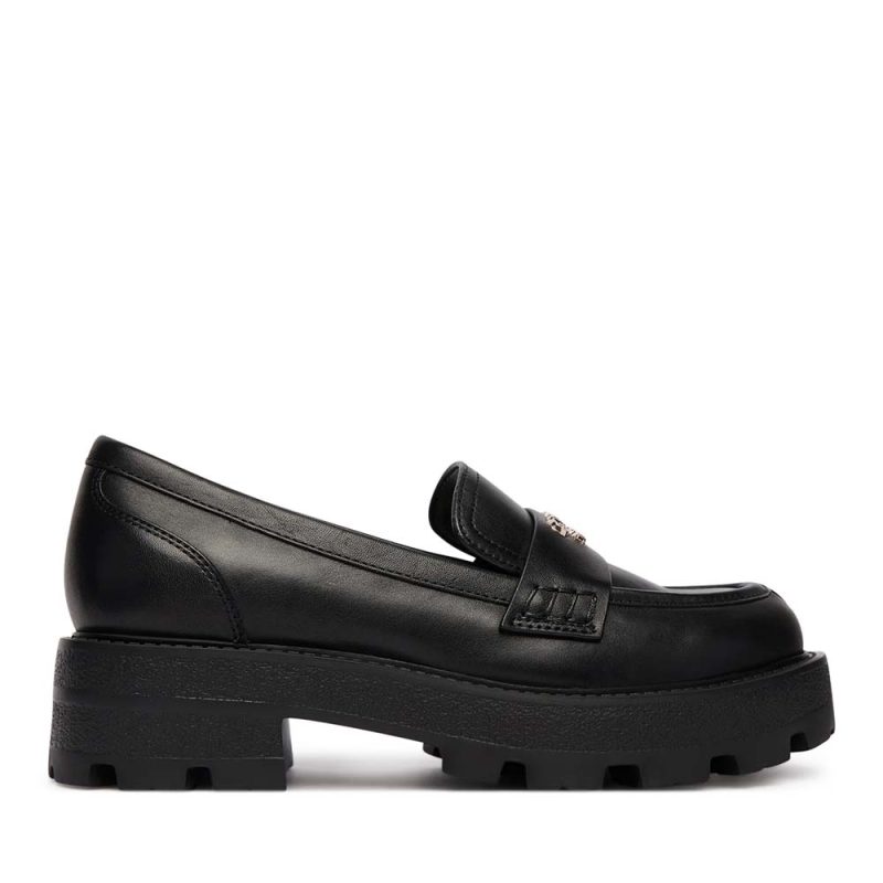 Pantofi tip loafer femei Guess Yamina negri din piele 912DPFLFYAMLEA14N