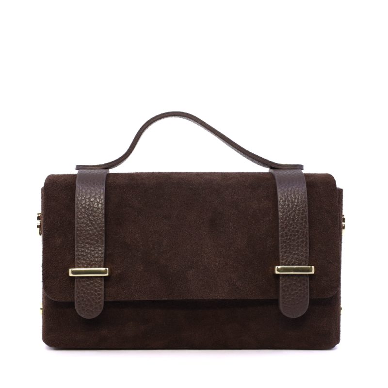 Poșetă mini crossbody femei Luca di Gioia maro închis din piele întoarsă 144POSP3644VTDM