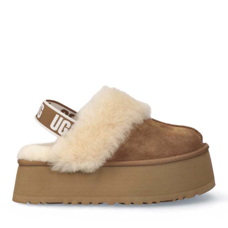 Saboți îmblăniți femei UGG Funkette Chestnut din piele întoarsă 2390DPP1113474VCO