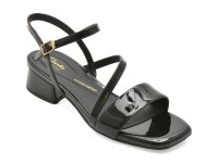 Sandale CLARKS negre, SERINA 35 STRAP, din piele naturala lacuita