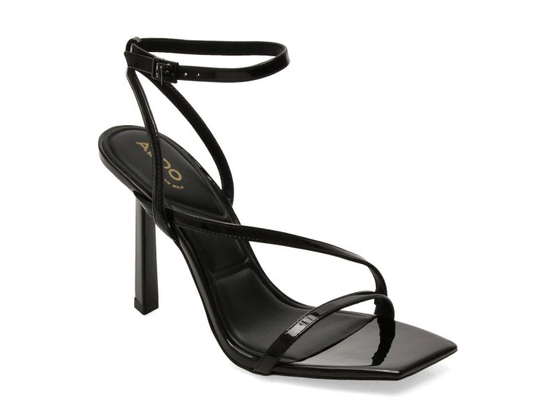 Sandale elegante ALDO negre, SCINTILLA 001, din piele ecologica lacuita