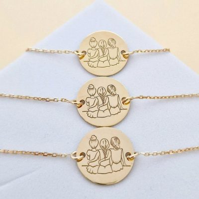 Set Cadou 3 bratari surori / prietene - banut si lantisor din Argint 925 placat cu Aur Galben 18K