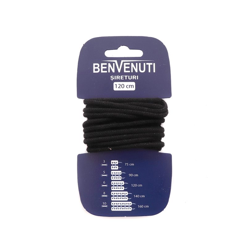 Șiret rotund mediu Benvenuti negru din bumbac 97si120rnbn