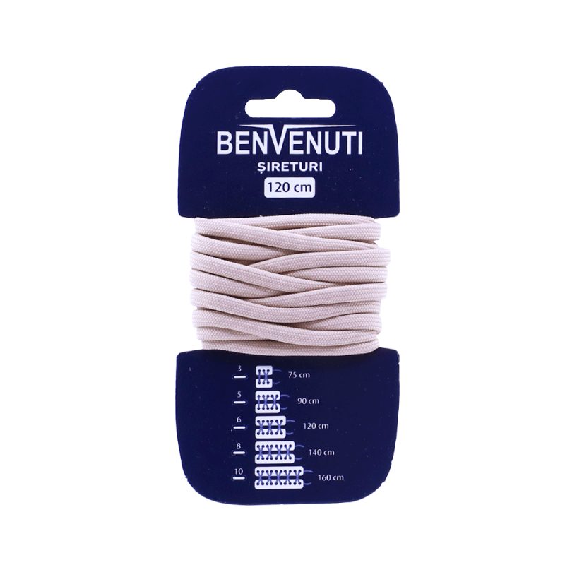Șiret rotund necerat Benvenuti bej din poliester texturat 97si120rnpbe