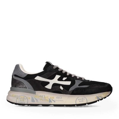 Sneakers bărbați Premiata Mick negri din piele întoarsă și textil 1691BP8119N