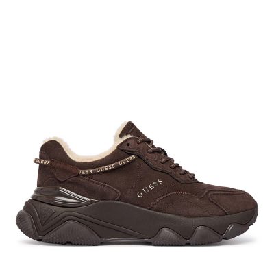 Sneakers femei Guess Micola maro din piele întoarsă 912DPFLFMI3SUE12VM