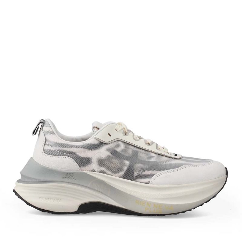Sneakers femei Premiata Hill albi din piele și textil 1691DP7507A