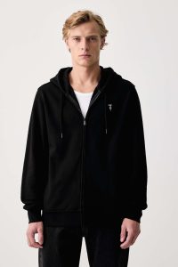 Trussardi  hanorac cu fermoar și glugă pentru bărbați din bumbac