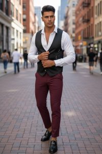 Vesta barbati eleganta slim fit neagra B8084  Q1-4